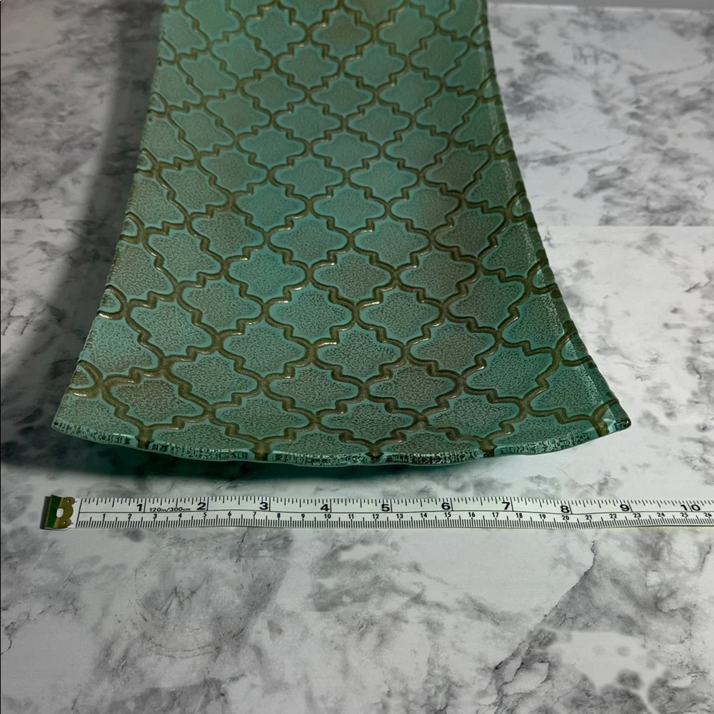Elegant Teal Decorative Glass Tray